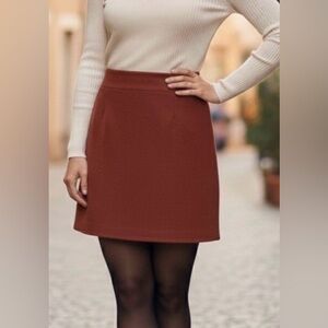 J.Crew cognac/brown 100% wool fully lined skirt, back vent, side zipper, 6
